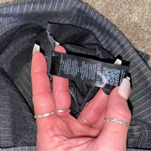 ASOS DESIGN pinstripe flare pants in gray low rise wide leg button zip up SZ 8 - Picture 11 of 12